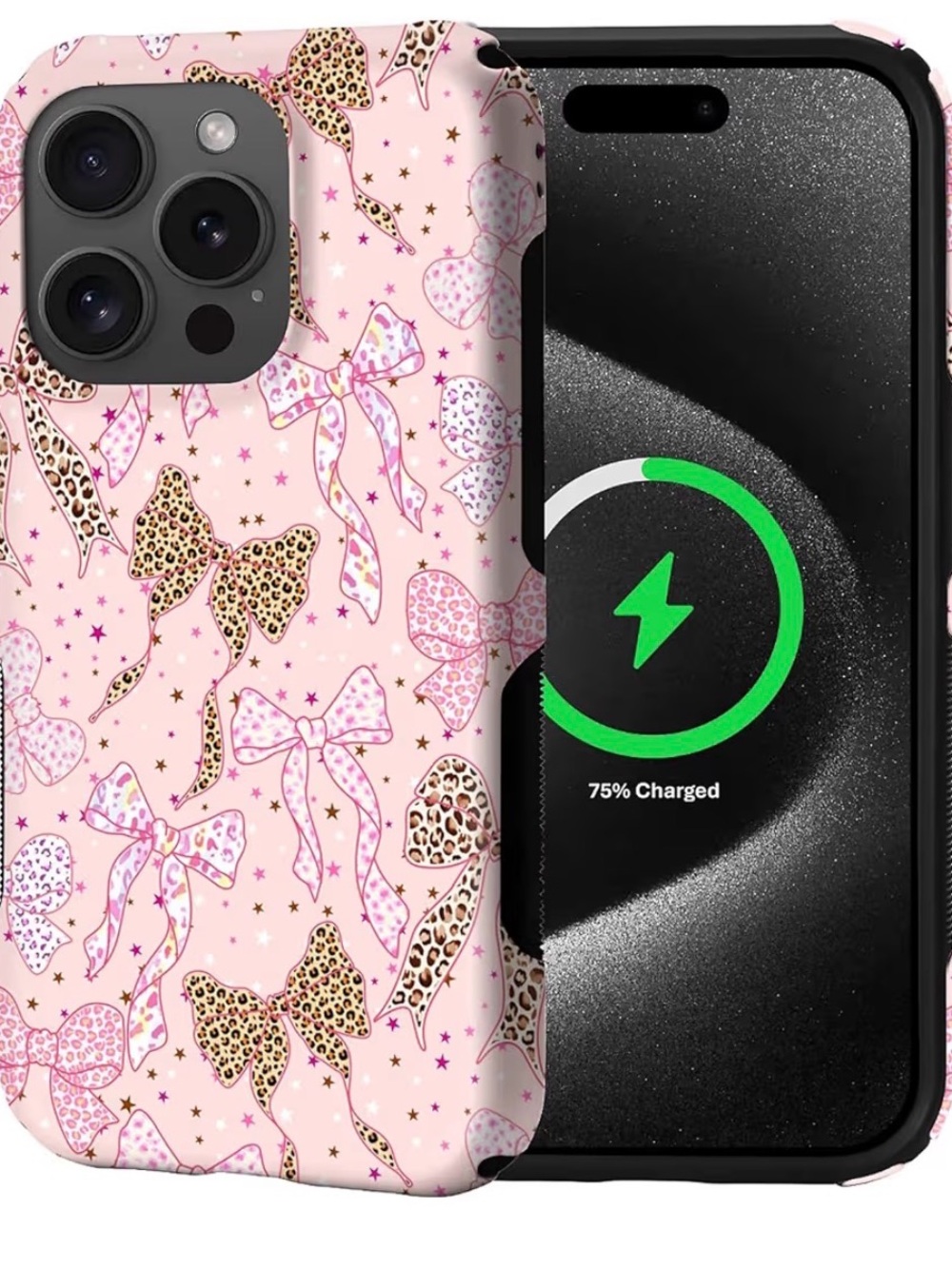 Pink Bow Pattern Phone Case for iPhone 15 ProMax
